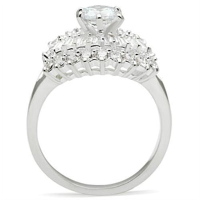 SS026 - Silver 925 Sterling Silver Ring with AAA Grade CZ  in Clear