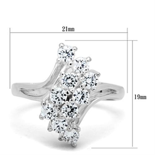 SS033 - Silver 925 Sterling Silver Ring with AAA Grade CZ  in Clear