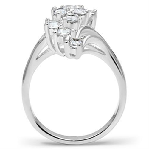 SS033 - Silver 925 Sterling Silver Ring with AAA Grade CZ  in Clear