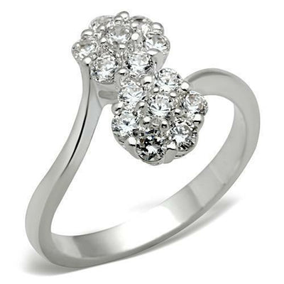 SS052 - Silver 925 Sterling Silver Ring with AAA Grade CZ  in Clear