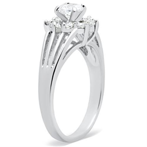 SS053 - Silver 925 Sterling Silver Ring with AAA Grade CZ  in Clear