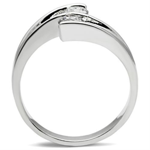 SS064 - Silver 925 Sterling Silver Ring with AAA Grade CZ  in Clear