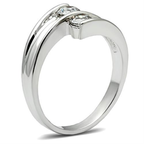 SS064 - Silver 925 Sterling Silver Ring with AAA Grade CZ  in Clear