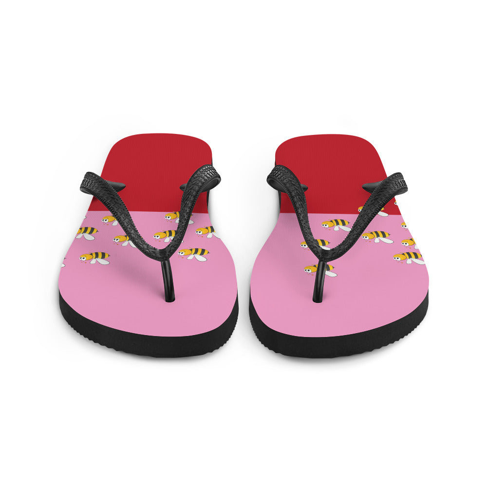 Pink and Red Bee Flip-Flops Adult and Child Flip Flop