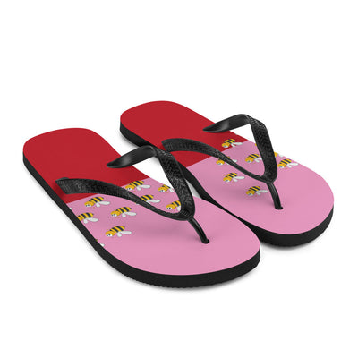 Pink and Red Bee Flip-Flops Adult and Child Flip Flop