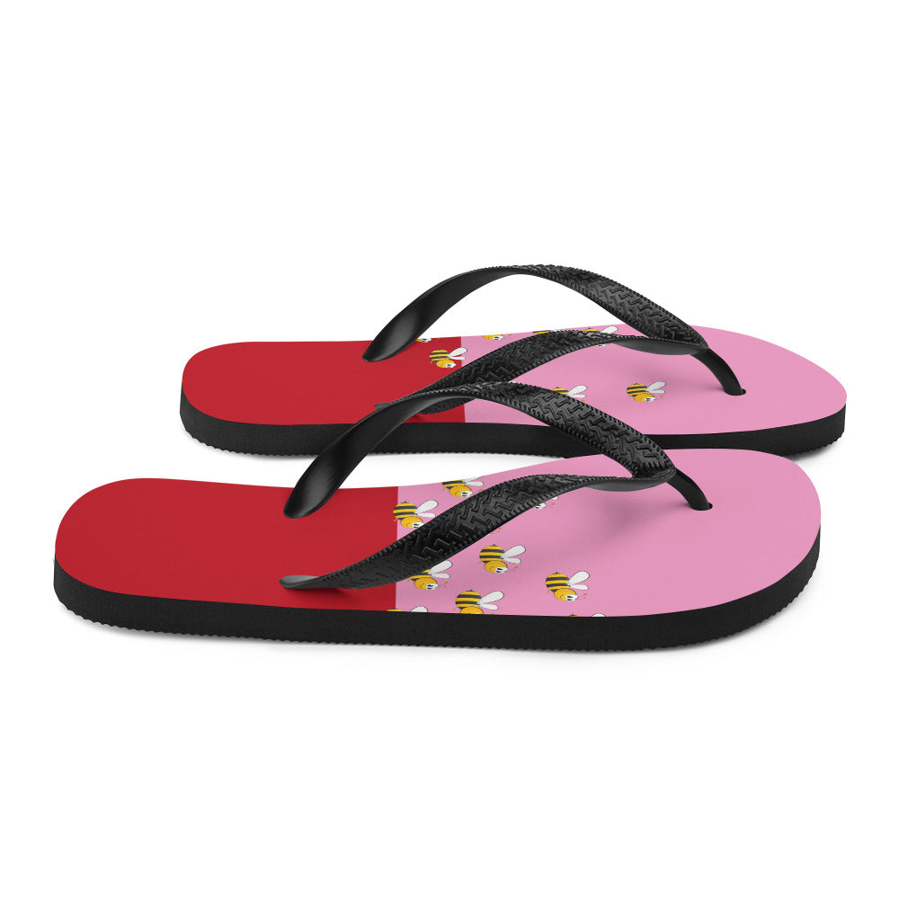 Pink and Red Bee Flip-Flops Adult and Child Flip Flop