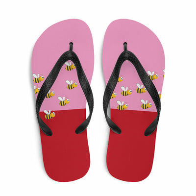 Pink and Red Bee Flip-Flops Adult and Child Flip Flop