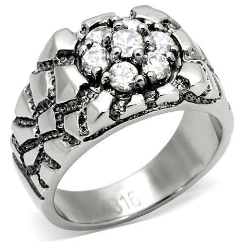 TK121 - High polished (no plating) Stainless Steel Ring with AAA Grade