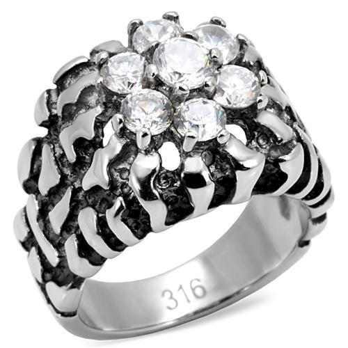 TK125 - High polished (no plating) Stainless Steel Ring with AAA Grade