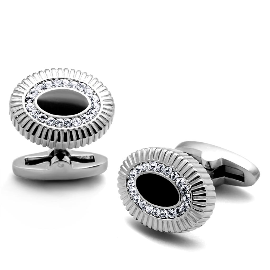 TK1656 - High polished (no plating) Stainless Steel Cufflink with Top