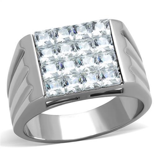 TK1803 - High polished (no plating) Stainless Steel Ring with AAA