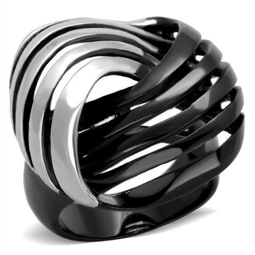 TK1843 - Two-Tone IP Black (Ion Plating) Stainless Steel Ring with No