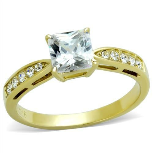 TK1873 - IP Gold(Ion Plating) Stainless Steel Ring with AAA Grade CZ