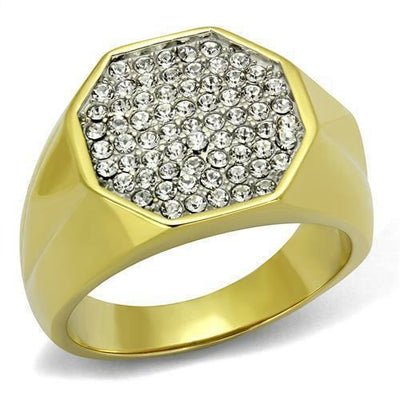 TK2221 - Two-Tone IP Gold (Ion Plating) Stainless Steel Ring with Top