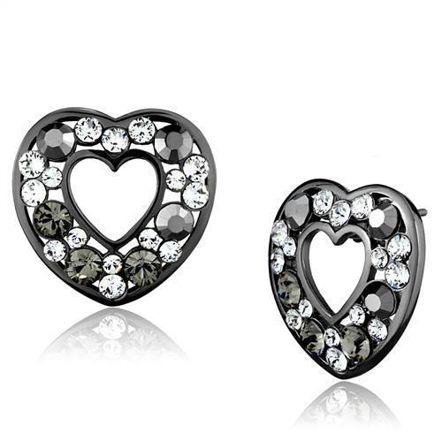 TK2627 - IP Light Black  (IP Gun) Stainless Steel Earrings with Top