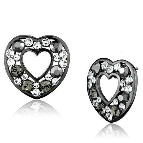 TK2627 - IP Light Black  (IP Gun) Stainless Steel Earrings with Top