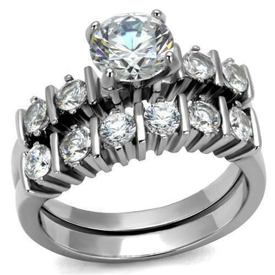 TK2869 - High polished (no plating) Stainless Steel Ring with AAA