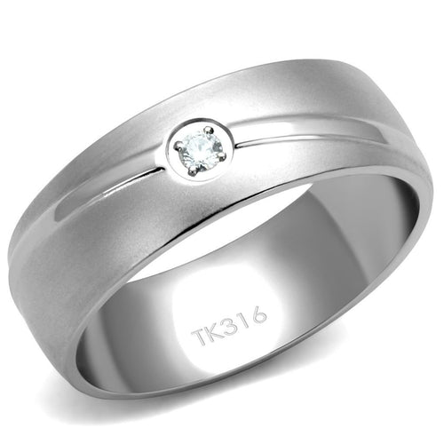 TK2931 - High polished (no plating) Stainless Steel Ring with AAA