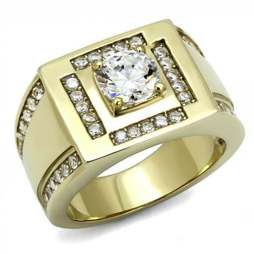 TK3079 - IP Gold(Ion Plating) Stainless Steel Ring with AAA Grade CZ