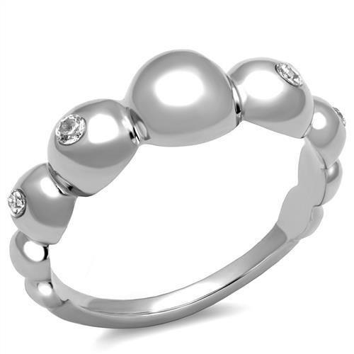 TK3087 - High polished (no plating) Stainless Steel Ring with AAA