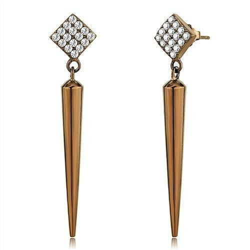 TK3158 - IP Coffee light Stainless Steel Earrings with AAA Grade CZ