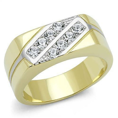 TK3186 - Two-Tone IP Gold (Ion Plating) Stainless Steel Ring with Top