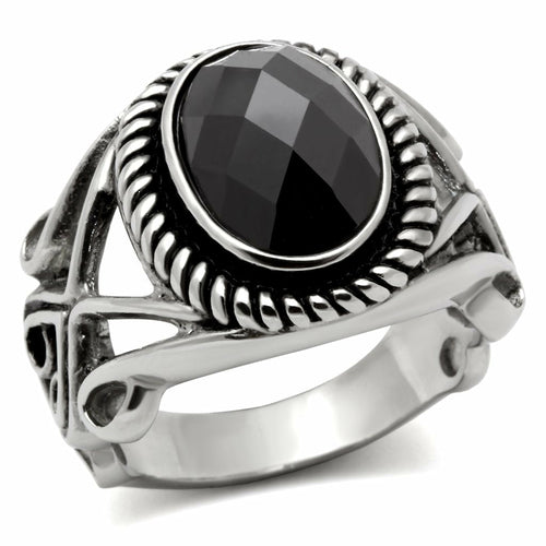 TK322 - High polished (no plating) Stainless Steel Ring with AAA Grade