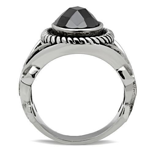 TK322 - High polished (no plating) Stainless Steel Ring with AAA Grade