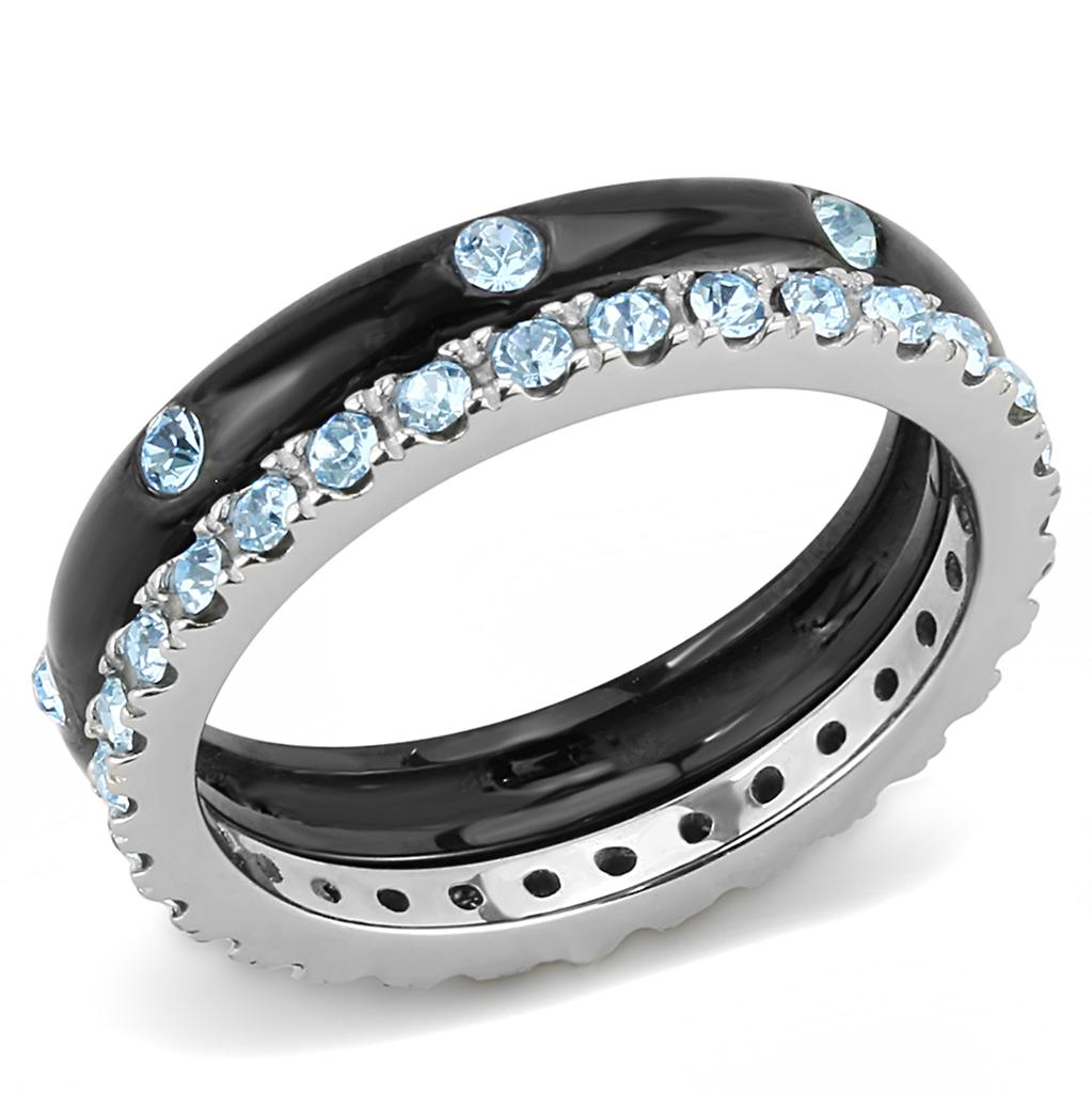 TK3233 - Two-Tone IP Black (Ion Plating) Stainless Steel Ring with Top