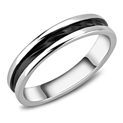 TK3502 - Two-Tone IP Black (Ion Plating) Stainless Steel Ring with No