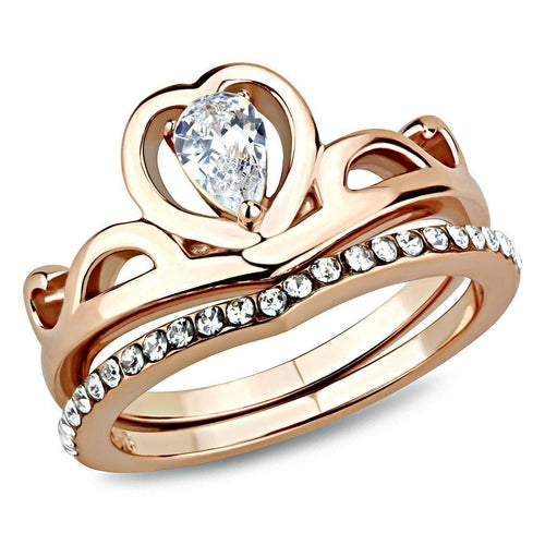 TK3518 - IP Rose Gold(Ion Plating) Stainless Steel Ring with AAA Grade