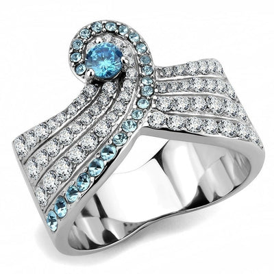 TK3572 - No Plating Stainless Steel Ring with AAA Grade CZ  in Sea