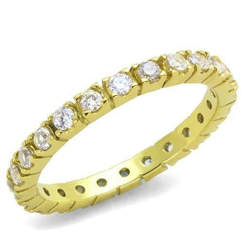 TK45202G - IP Gold(Ion Plating) Stainless Steel Ring with AAA Grade CZ