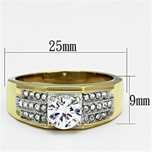 TK759 - Two-Tone IP Gold (Ion Plating) Stainless Steel Ring with AAA