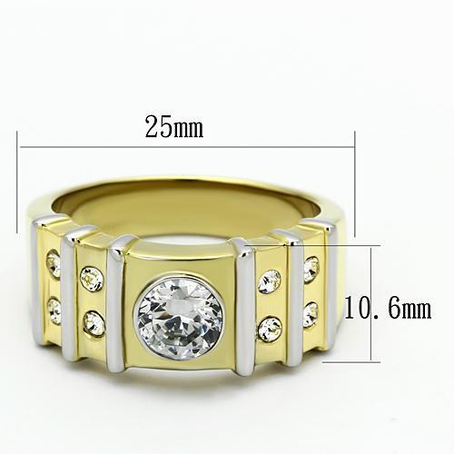 TK797 - Two-Tone IP Gold (Ion Plating) Stainless Steel Ring with AAA