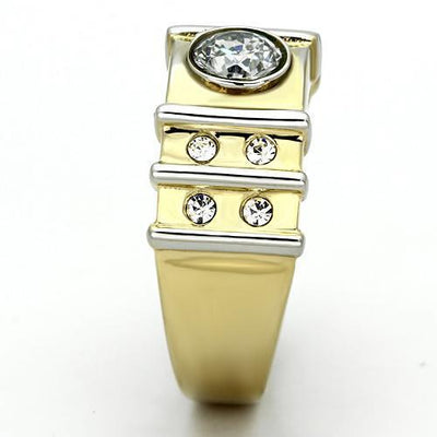 TK797 - Two-Tone IP Gold (Ion Plating) Stainless Steel Ring with AAA