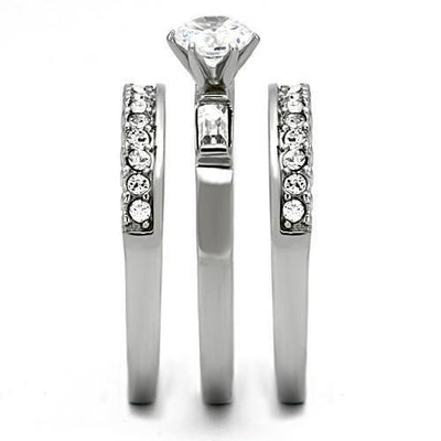 TK973 - High polished (no plating) Stainless Steel Ring with AAA Grade