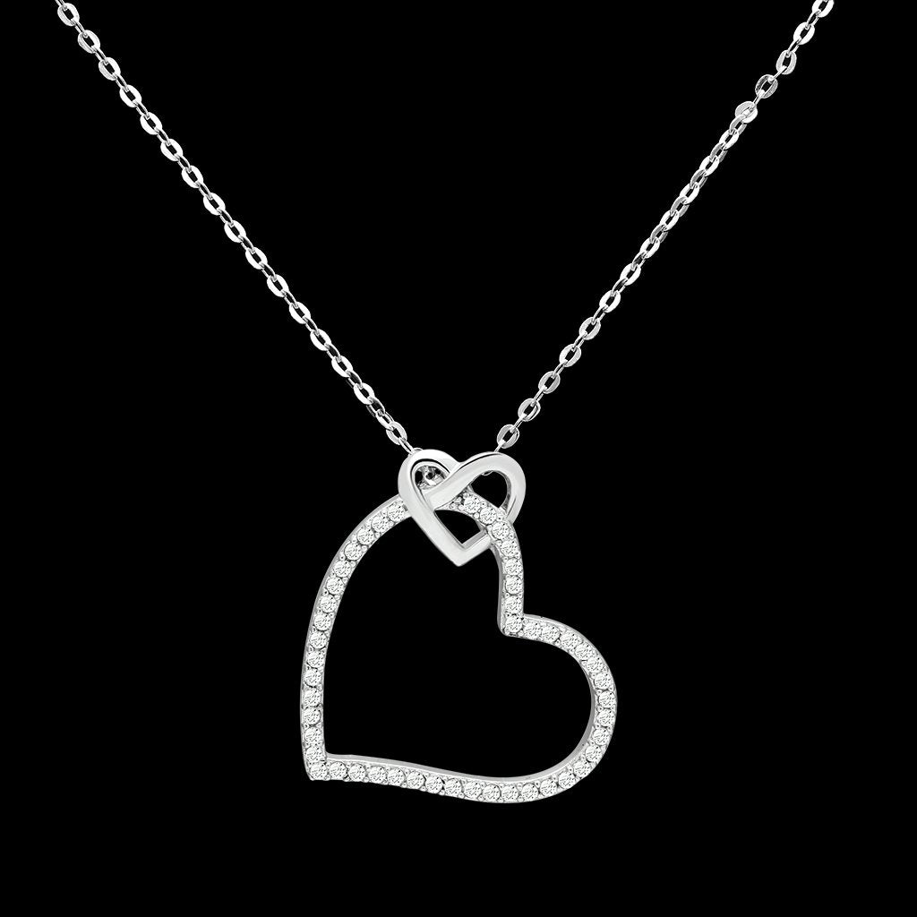 TS060 - Rhodium 925 Sterling Silver Necklace with AAA Grade CZ  in