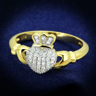 TS342 - Gold+Rhodium 925 Sterling Silver Ring with AAA Grade CZ  in