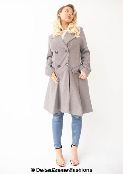 Vanessa Dogtooth Fit and Flare Mac Coat