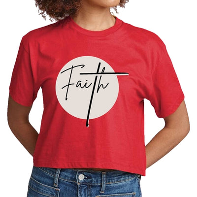 Womens Cropped T-shirt Faith  - Christian Affirmation - Brown And