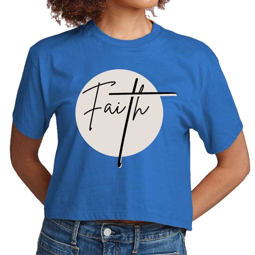 Womens Cropped T-shirt Faith  - Christian Affirmation - Brown And