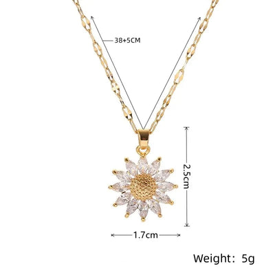 Luxury Style Flower Pendant Inlaid Zirconia Necklace