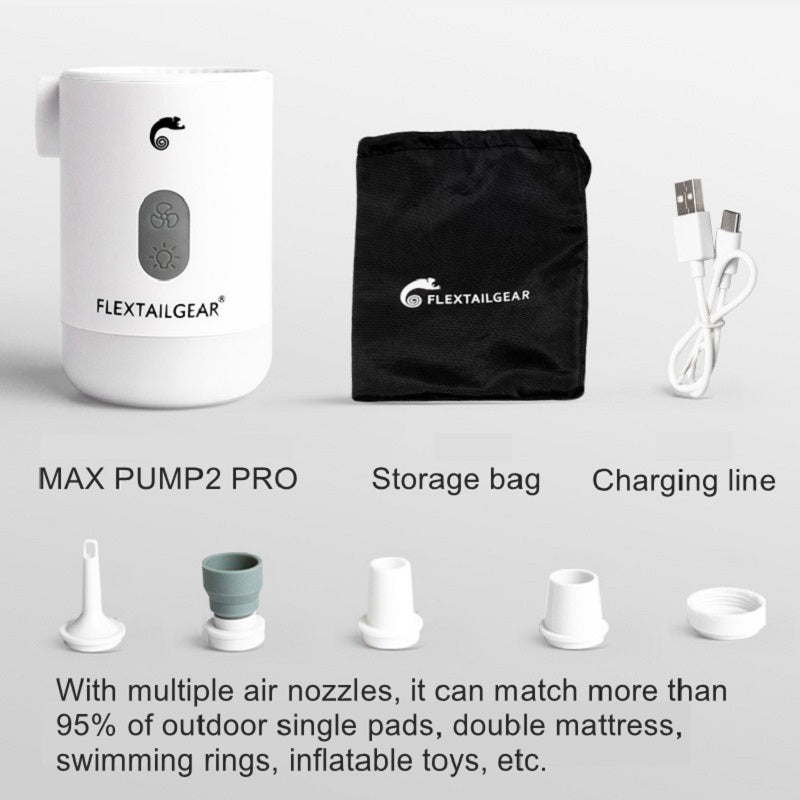 Max Pump 2 Pro 4-in-1 Portable Mini Air Pump Electric Inflator USB Charging Sleeping Pad Camping Mattress Packraft