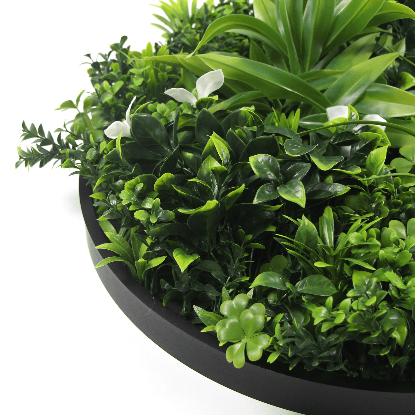 Artificial Green Wall Disc 30" Black Frame UV Resistant